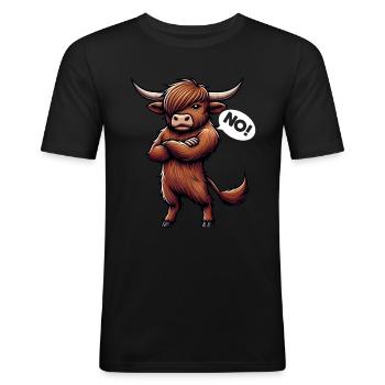 Schottische Highland Cow Scotland Farm - Männer Slim Fit T-Shirt - Schwarz - Vorne - Nik (191cm)