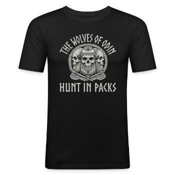 Wikinger Norse Götter Nordman Mythologie - Männer Slim Fit T-Shirt - Schwarz - Vorne - Nik (191cm)