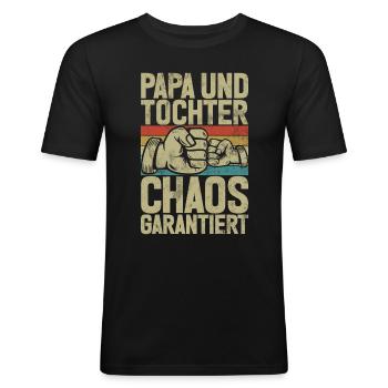 Papa Tochter Vatertag Vaterschaft Elternteil - Männer Slim Fit T-Shirt - Schwarz - Vorne - Nik (191cm)