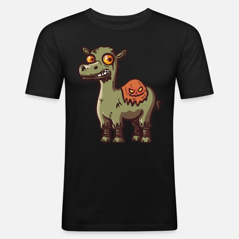 Kamel Halloween Lustig Zombie - Männer Slim Fit T-Shirt - Schwarz