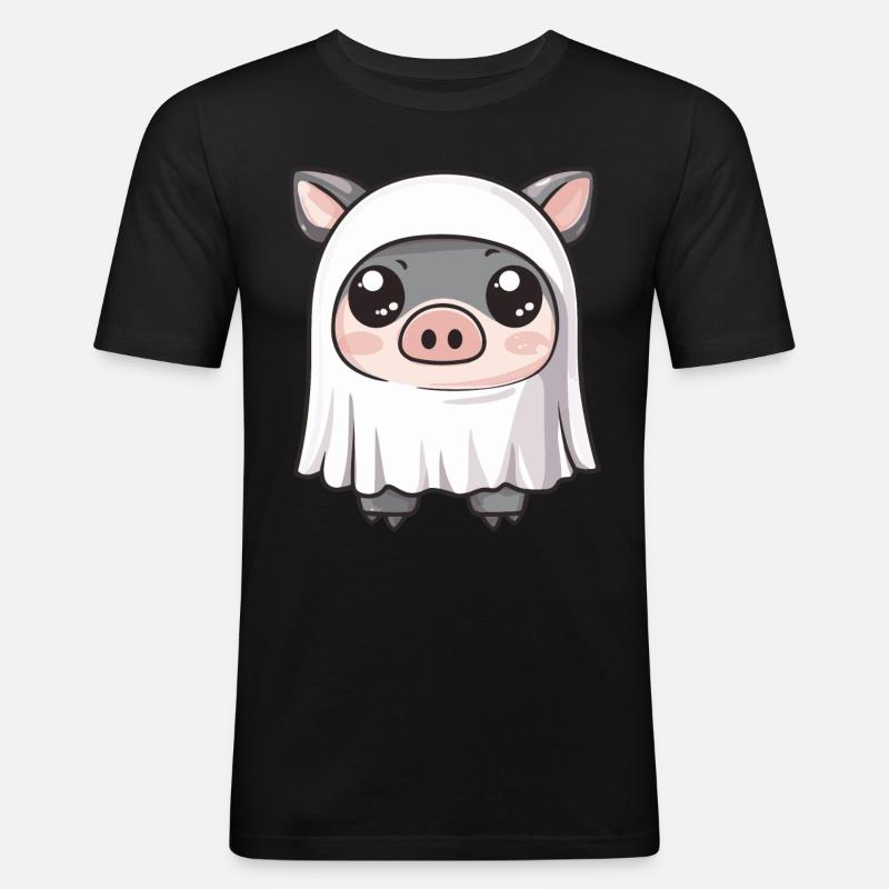 Schwein HalloweenGeist Wildschwein - Männer Slim Fit T-Shirt - Schwarz