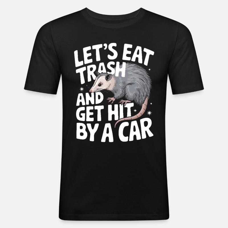Opossum Possum Tier - Männer Slim Fit T-Shirt - Schwarz