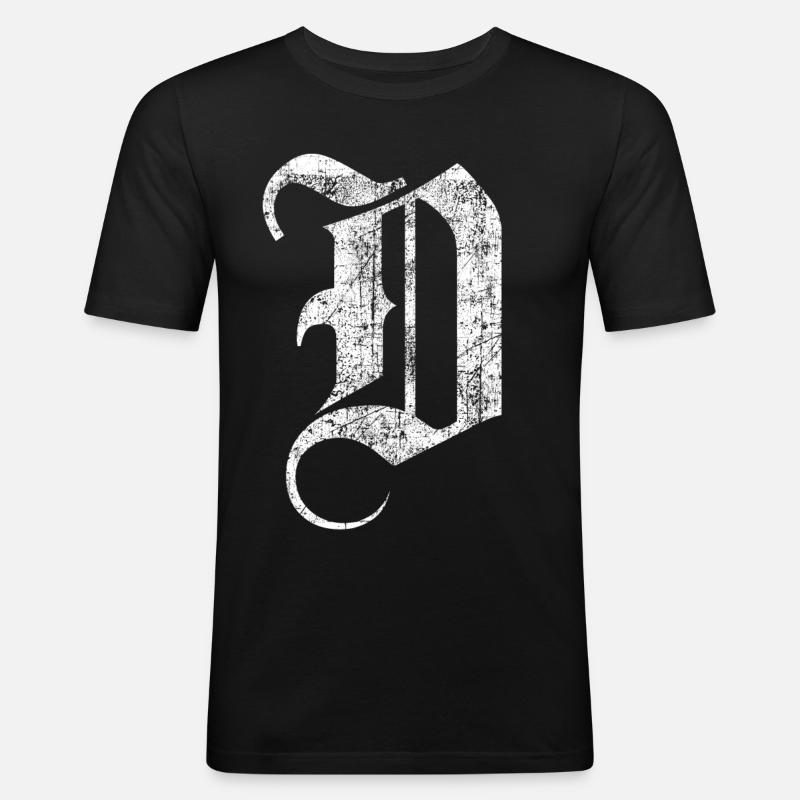 T-Shirt-Alphabet Initiale D - Männer Slim Fit T-Shirt - Schwarz