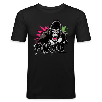 Punk You - Cooler Gorilla Comic Stil - Männer Slim Fit T-Shirt - Schwarz - Vorne - Nik (191cm)