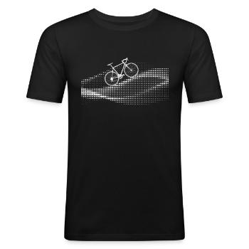 Rennrad Bergfahrt - Männer Slim Fit T-Shirt - Schwarz - Vorne - Nik (191cm)