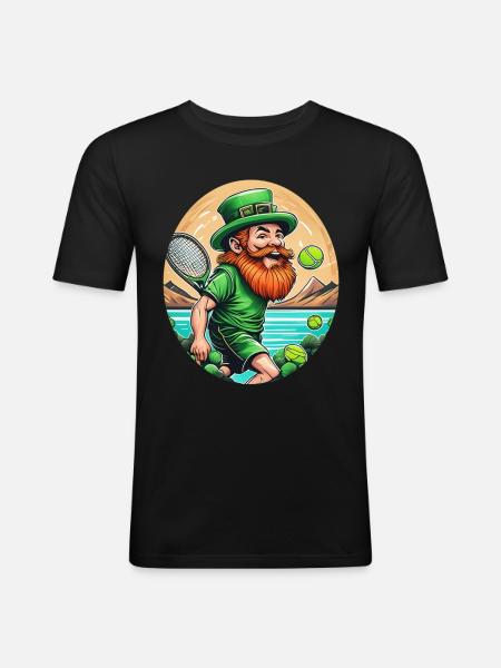 St. Patrick's Day Shamrock Tennis - Men's Slim Fit T-Shirt - black