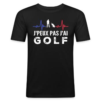 Je peux pas j'ai golf - T-shirt près du corps Homme - noir - Devant - Nik (191cm)