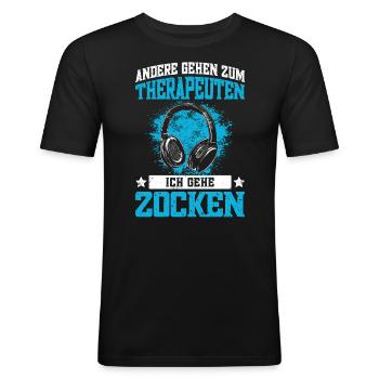 Lustiger Teenager Gaming Spruch - Gamer Jungs - Männer Slim Fit T-Shirt - Schwarz - Vorne - Nik (191cm)