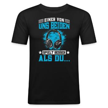 Lustiger Teenager Gaming Spruch - Gamer Jungs - Männer Slim Fit T-Shirt - Schwarz - Vorne - Nik (191cm)