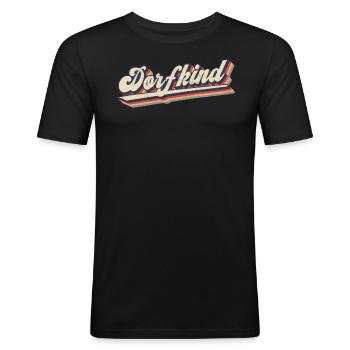 Dorffest Spruch - Dorfkind - Männer Slim Fit T-Shirt - Schwarz - Vorne - Nik (191cm)