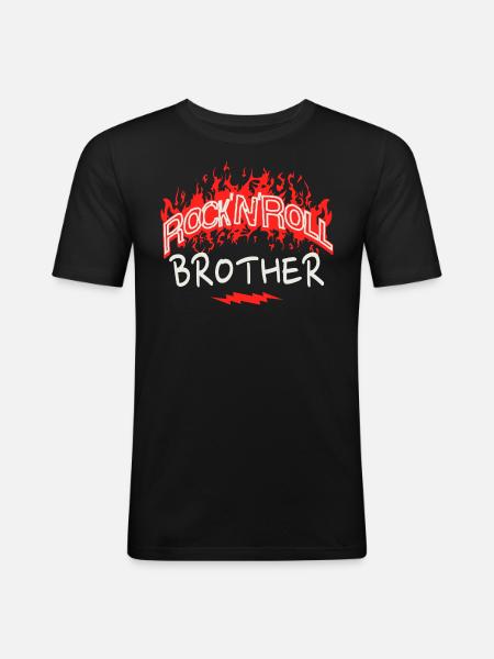 Frangin Rock N Roll brother Rock Fan Man - Men's Slim Fit T-Shirt - black