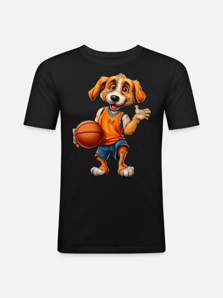 Dog basketball player - Men's Slim Fit T-Shirt - black