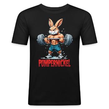 Pumpernickel - Lapin en musculation - T-shirt près du corps Homme - noir - Devant - Nik (191cm)
