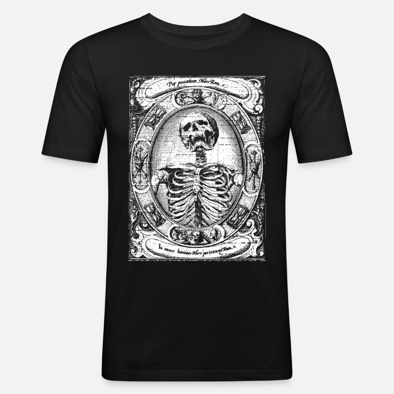 Skelett Gothic Okkult Geschenk - Männer Slim Fit T-Shirt - Schwarz
