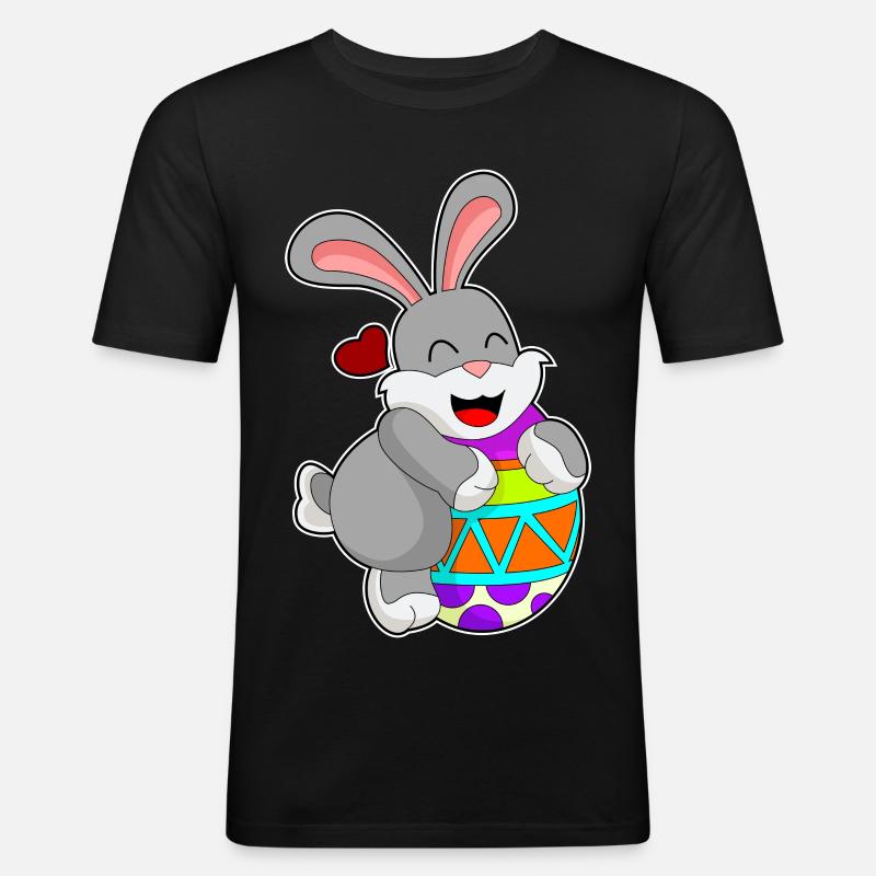 Hase Ei - Männer Slim Fit T-Shirt - Schwarz
