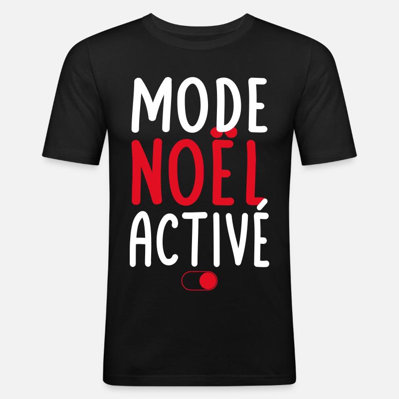 Mode Noël activé - Idée cadeau - T-shirt près du corps Homme - noir