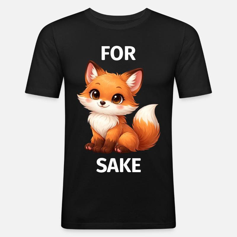 Um Fox' Willen - Männer Slim Fit T-Shirt - Schwarz