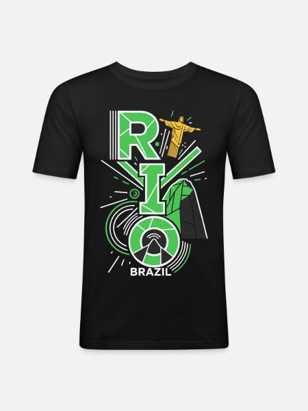 Rio de Janeiro, Brasiliens skyline - Herre Slim Fit T-Shirt - sort