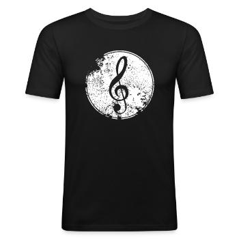 Note de musique - T-shirt près du corps Homme - noir - Devant - Nik (191cm)