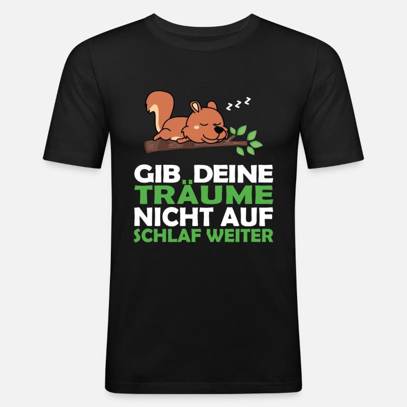 Schlafshirt Pyjama Schlafanzug Eichhörnchen - Männer Slim Fit T-Shirt - Schwarz