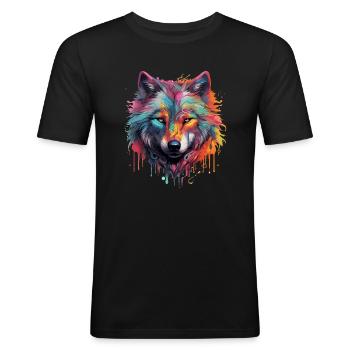 Wolf Power Animal - T-shirt près du corps Homme - noir - Devant - Nik (191cm)