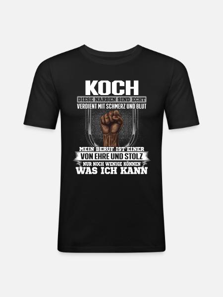 KOCH - Ehre und Stolz - Männer Slim Fit T-Shirt - Schwarz