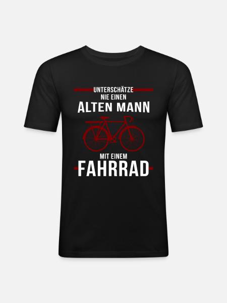 Alter Mann Fahrrad - Männer Slim Fit T-Shirt - Schwarz