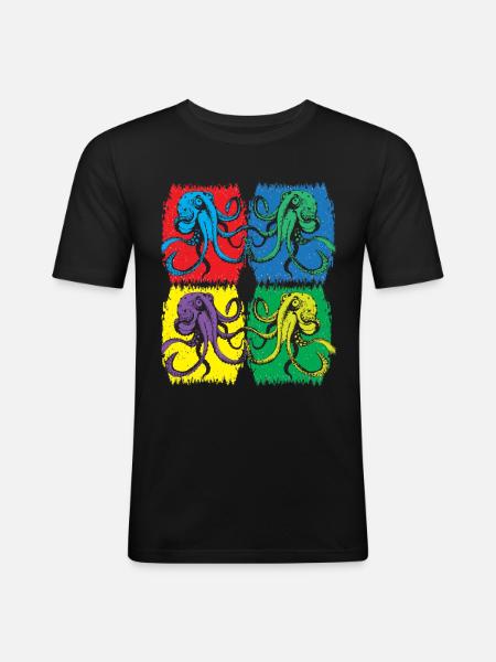 Octopus Pop Art - Men's Slim Fit T-Shirt - black