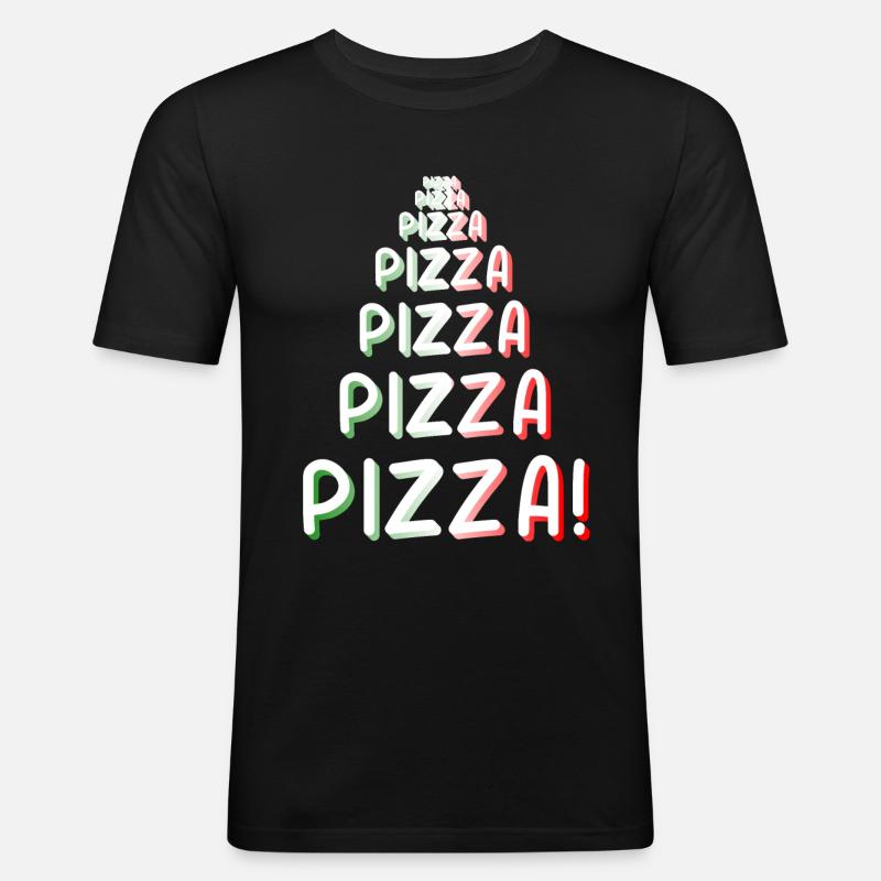 Pizza Pizza Pizza - Männer Slim Fit T-Shirt - Schwarz