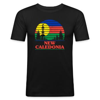 Nouvelle-Calédonie - T-shirt près du corps Homme - noir - Devant - Nik (191cm)