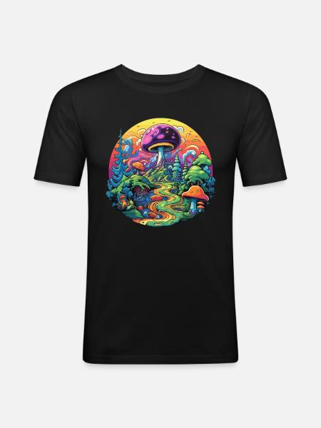Psychedelic mushrooms - Men's Slim Fit T-Shirt - black