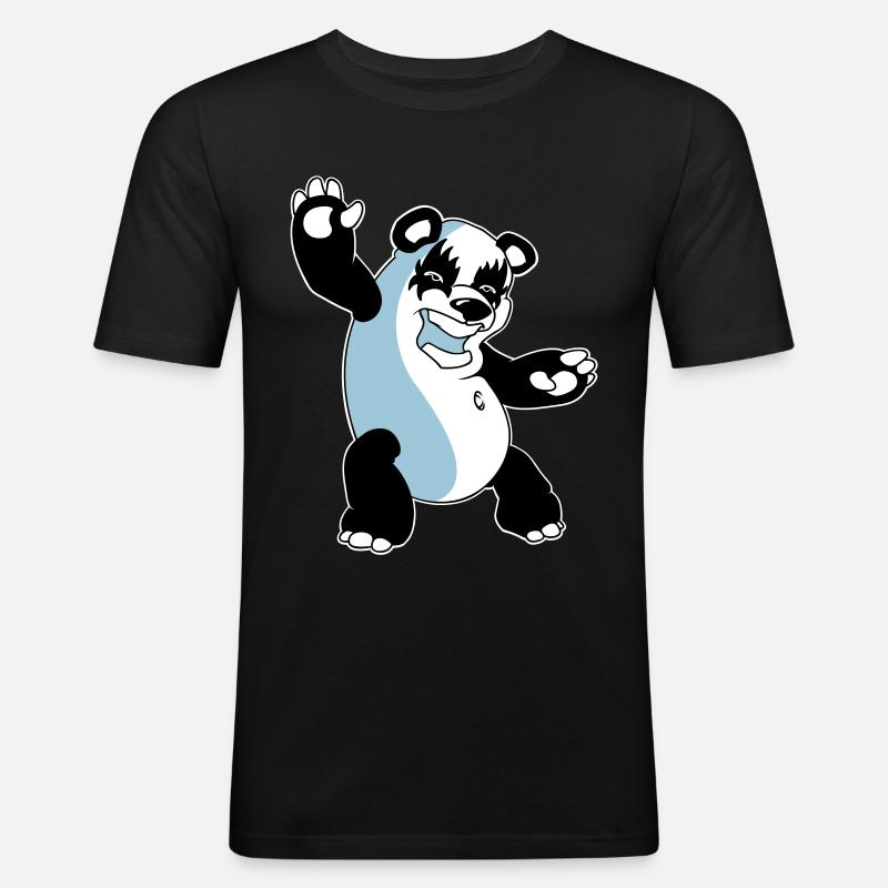 Panda Kiss - T-shirt près du corps Homme - noir