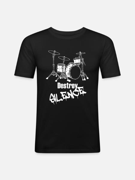 Drummer - Drums - Destroy Silence - Men's Slim Fit T-Shirt - black