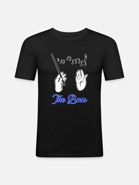 Dirigent - The Boss - Männer Slim Fit T-Shirt - Schwarz
