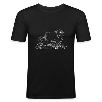 Schafherde - Schaf - Männer Slim Fit T-Shirt - Schwarz - Vorne - Nik (191cm)