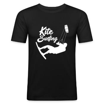 Kite surfer on stand - blue color - Men's Slim Fit T-Shirt - black - Front - Nik (191cm)