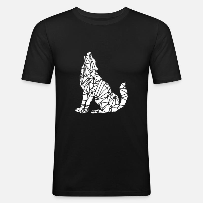 Geometrischer Wolf - Männer Slim Fit T-Shirt - Schwarz