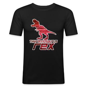 T-REX - Thyrannosaurus Rex - Männer Slim Fit T-Shirt - Schwarz - Vorne - Nik (191cm)