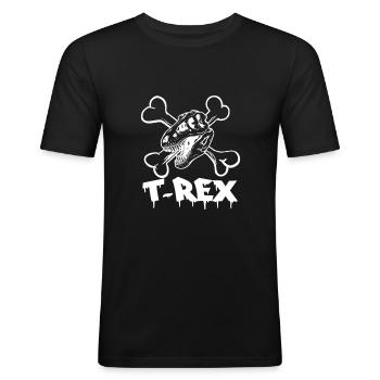 T-REX - Thyrannosaurus Rex - Männer Slim Fit T-Shirt - Schwarz - Vorne - Nik (191cm)