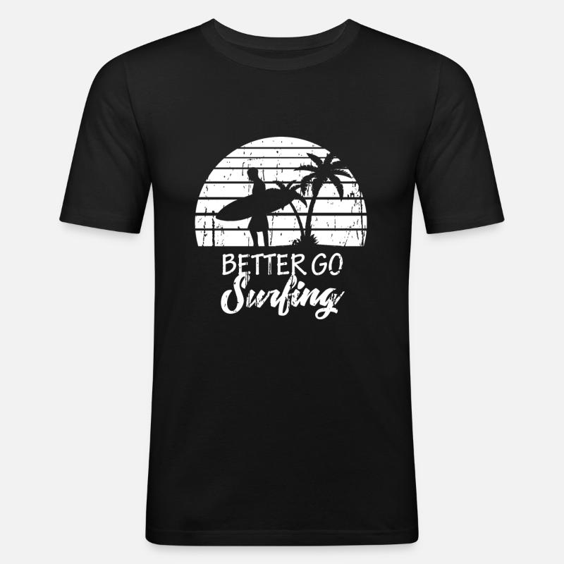 Surfing - Männer Slim Fit T-Shirt - Schwarz