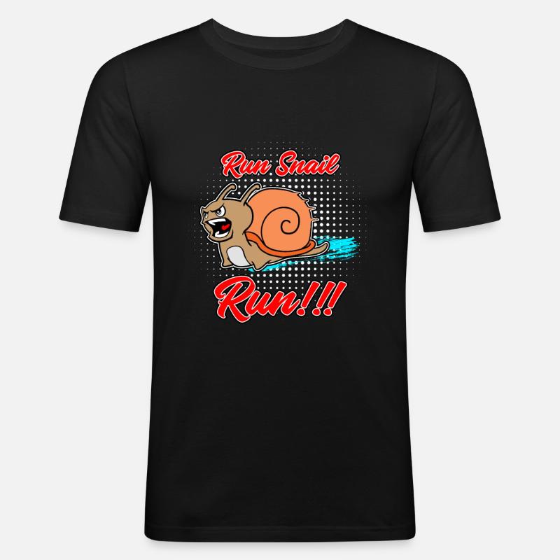 Run Snail Run - Männer Slim Fit T-Shirt - Schwarz