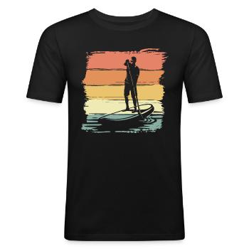 Paddleboard vintage retro Paddleboard Legend - Männer Slim Fit T-Shirt - Schwarz - Vorne - Nik (191cm)