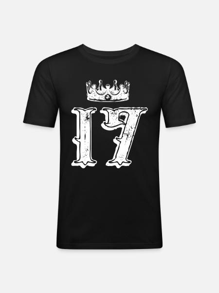17 Number crown - Men's Slim Fit T-Shirt - black