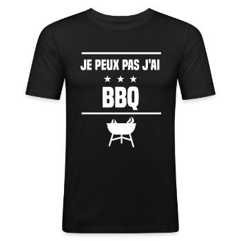je peux pas j'ai bbq humour barbecue - T-shirt près du corps Homme - noir - Devant - Nik (191cm)