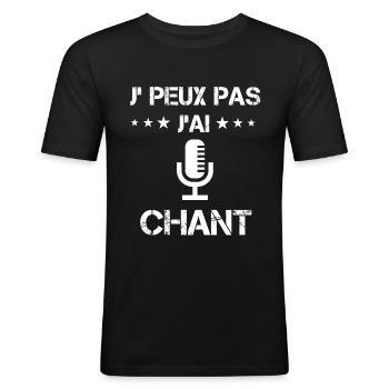 je peux pas j'ai chant MIC cadeau chanteur - T-shirt près du corps Homme - noir - Devant - Nik (191cm)