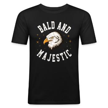 Glatzköpfige und majestätische lustige Männer mit Glatze - Männer Slim Fit T-Shirt - Schwarz - Vorne - Nik (191cm)