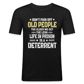 Citation drôle de personnes âgées - T-shirt près du corps Homme - noir - Devant - Nik (191cm)