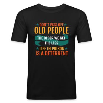 Lustige alte Leute Zitat - Männer Slim Fit T-Shirt - Schwarz - Vorne - Nik (191cm)