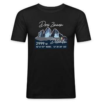 Drei Zinnen Dolomiten E5 Südtirol Retro Low Poly - Männer Slim Fit T-Shirt - Schwarz - Vorne - Nik (191cm)
