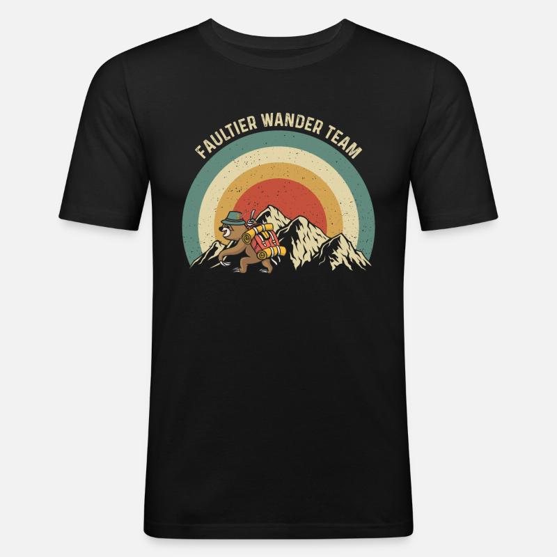 Faultier Wander Team - Männer Slim Fit T-Shirt - Schwarz